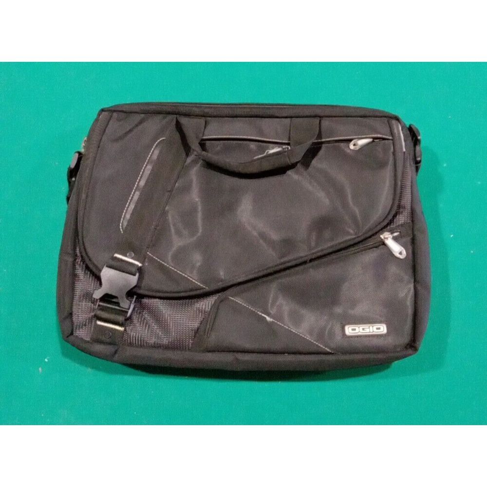 OGIO Messenger Laptop Shoulder Travel Bag Black Nylon Zippered Check Point - Picture 6 of 7